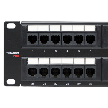 Патч-панель TERACOM PRO 19'' Cat,6 2U неэкранированная UTP 48 портов RJ-45 Dual IDC EKF