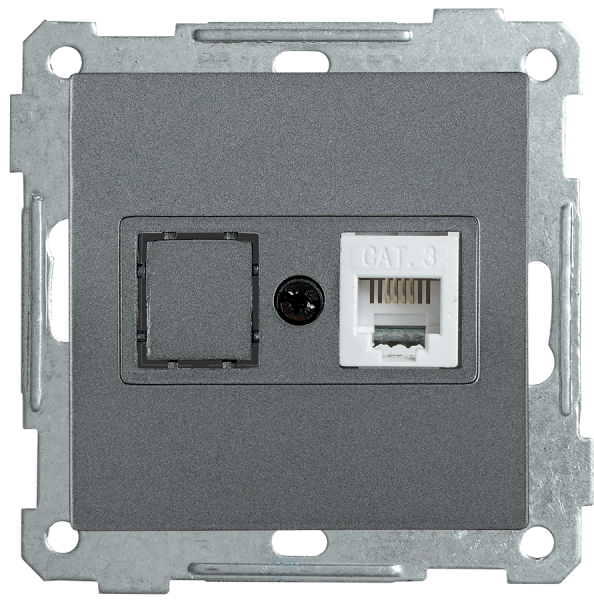 Розетка телефонная РТ12-1-Б RJ12 BOLERO антрацит IEK Розетка телефонная РТ12-1-Б RJ12 BOLERO антрацит IEK