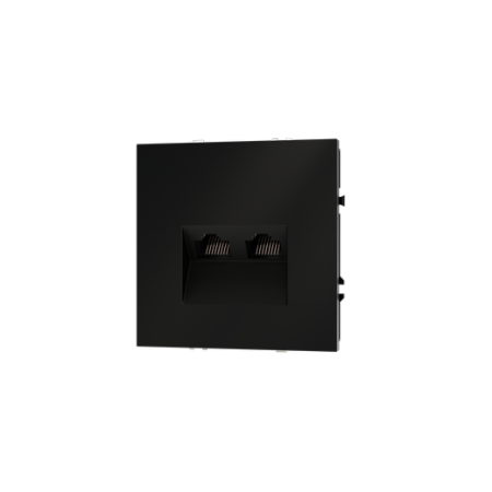 Розетка компьютерная встраиваемая Voltum S70 двойная RJ45+RJ45 КАТ.6, (черный матовый)