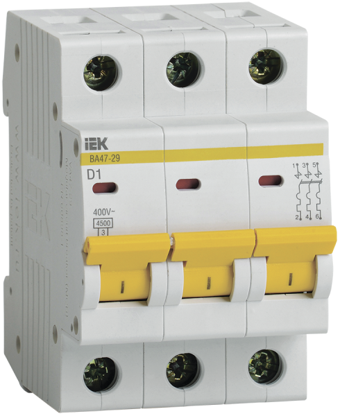 Выключатель автоматический ВА МОД ВА47-29 3П 1А 4,5кА D IEK