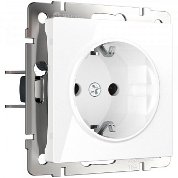 Встраиваемые механизмы Розетка СУ 1 мест. зазем, безвинтовой зажим 16А Белый IP20 Werkel