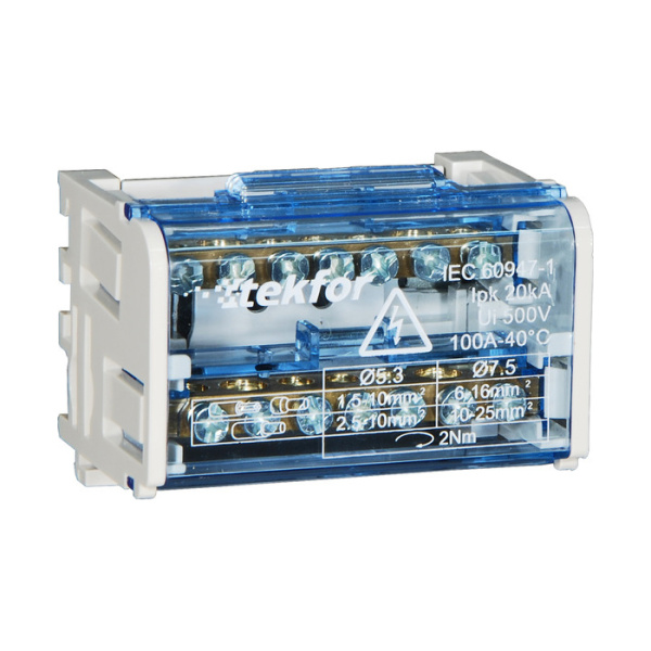 Шина нулевая в корпусе на DIN-рейку SNK-2-2-07 Tekfor