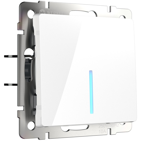 Встраиваемые механизмы Выключатель СУ 1 кл. (проходн.) с подсветкой 10А Белый IP20 Werkel