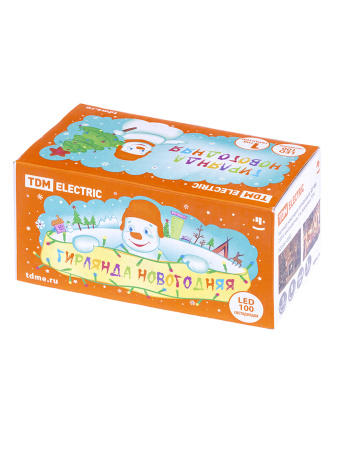 Гирлянда новогодняя светодиодная, СГ 100, 220 В, многоцветная, 5 м, 8 режимов TDM