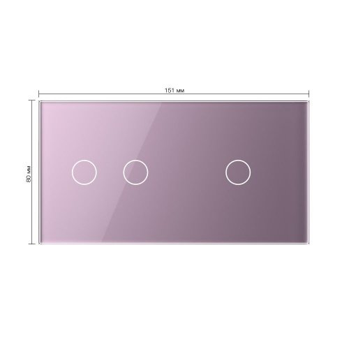 Панель для двух сенсорных выключателей, 3 клавиши (2+1), цвет розовый, стекло Livolo фото 2
