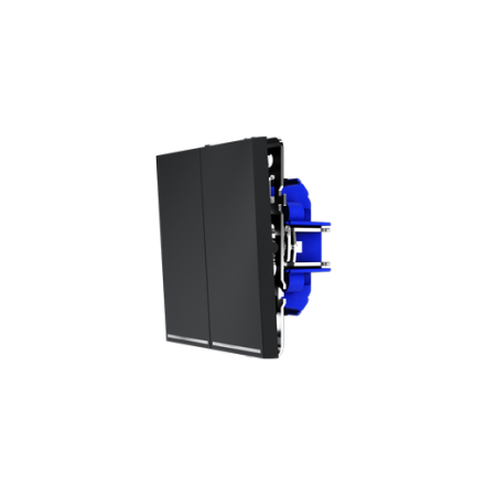 Проходной переключатель встраиваемый Voltum S70 двухклавишный с подсветкой 10А, (графит)