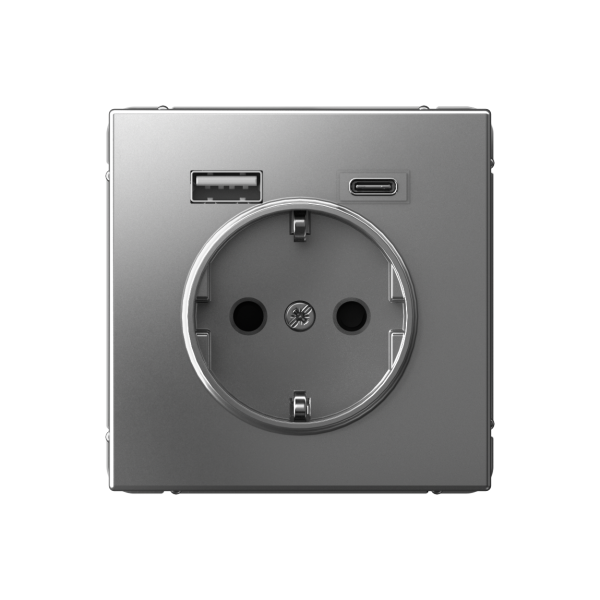 ARTGALLERY РОЗЕТКА 16А с 2 USB A+C, 5В/2,4А/3,0А, 2х5В/1,5А, механизм, СТАЛЬ Systeme Electric