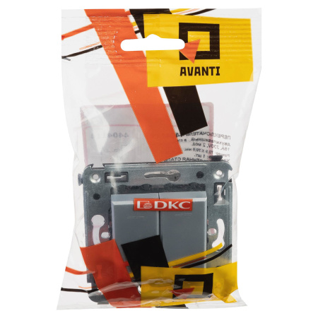 Переключатель двухклавишный в стену, "Avanti", "Закаленная сталь" DKC