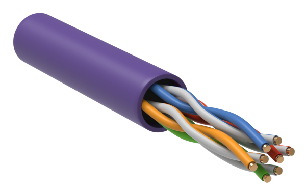 ITK Витая пара U/UTP кат.5E 4х2х24AWG solid LSZH нг(А)-HF фиолетовый (305м)