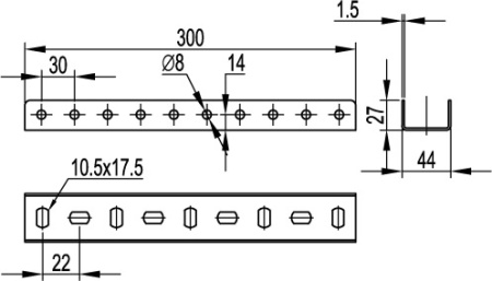 Соединитель П-образного профиля PSL/PSM, L300 DKC
