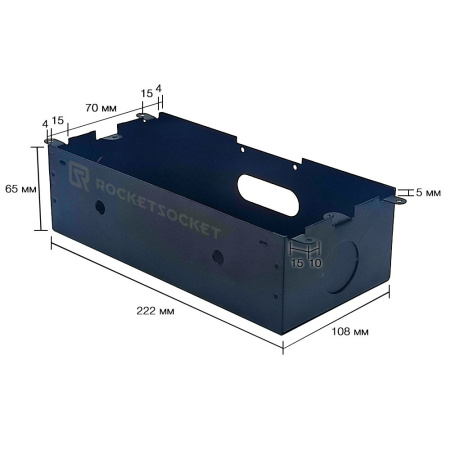 Розетка горизонтальная выдвижная 2 Euro 16A, 2 USB A с блоком 5В/2.1А, RJ45 RocketSocket, цвет черный
