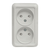 Рим Розетка 2-местная 10А без заземления белая с защ, штор, EKF
