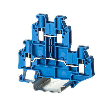 Клемма двухуровневая, винтовой зажим, 4 точки подключения, 4 кв.мм, синяя DKC