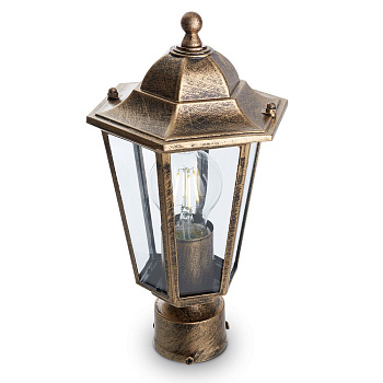 Светильник садово-парковый Feron 6103/PL6103 шестигранный на столб 60W E27 230V, черное золото Светильник садово-парковый Feron 6103/PL6103 шестигранный на столб 60W E27 230V, черное золото