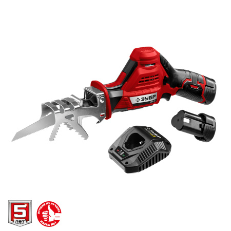 12В, 2 АКБ (2Ач), в коробке, пила сабельная. СПЛ-125-22 ЗУБР