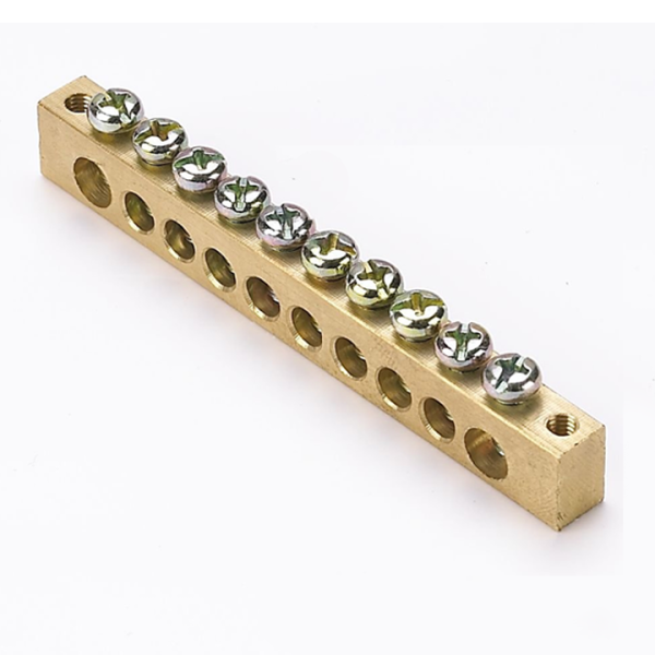 Шина PEN "ноль-земля" (8х12мм) 10 отверстий латунь крепеж по краям PROxima EKF