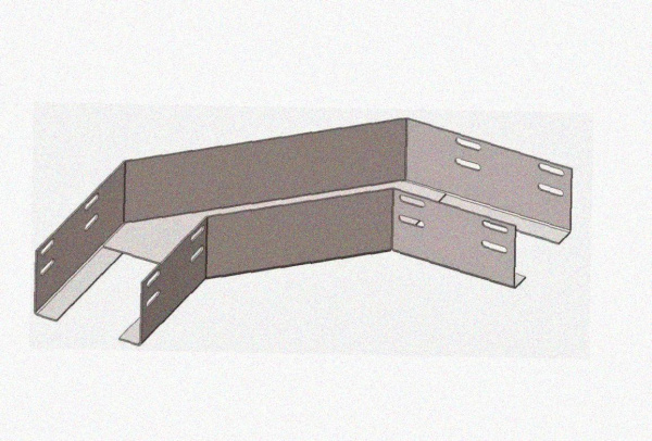 Лоток угловой замковый глухой КГЗГ 400х50-90 УХЛ1 поворот на 90, горячее цинкование, S1,0