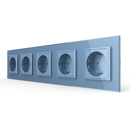 Розетка 5 модулей Синяя Livolo