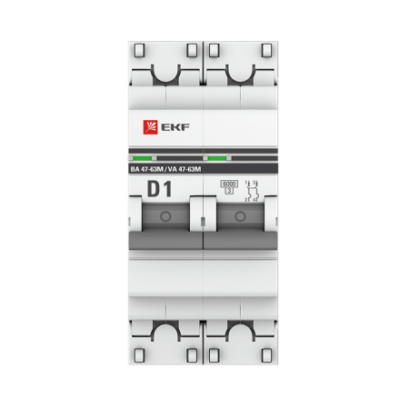 Выключатель автоматический ВА МОД 2П 1А D 6кА ВА 47-63M без теплового расцепителя PROxima EKF