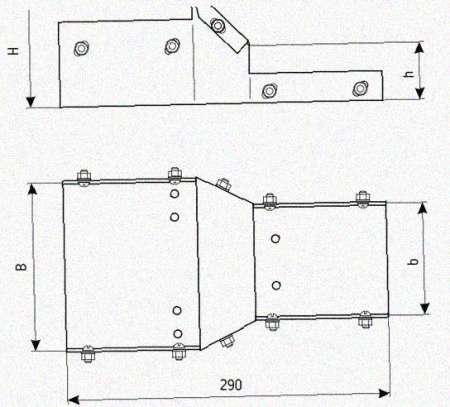 Лоток переходной замковый ЛПЗ 100х110-10х60 УХЛ1 горячее цинкование, S1,5