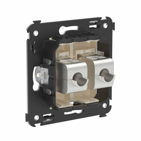 Компьютерная розетка RJ-45 без шторки в стену, кат.6А двойная экранированная, "Avanti", "Ванильная дымка" DKC Компьютерная розетка RJ-45 без шторки в стену, кат.6А двойная экранированная, "Avanti", "Ванильная дымка" DKC