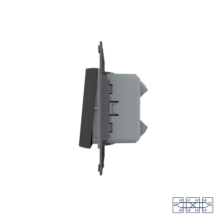 Клавиша перекрестного механического выключателя, цвет черный (механизм) Livolo