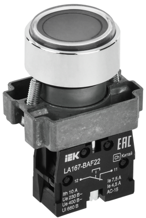 Кнопка управления LA167-BAF22 d=22мм 1р черная IEK
