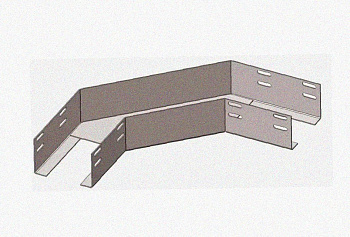 Лоток угловой замковый перфорированный КГЗ 400х100-90 (Rп300) УХЛ1 поворот на 90, радиус поворота трассы 300 мм, горячее цинкование, S1,5