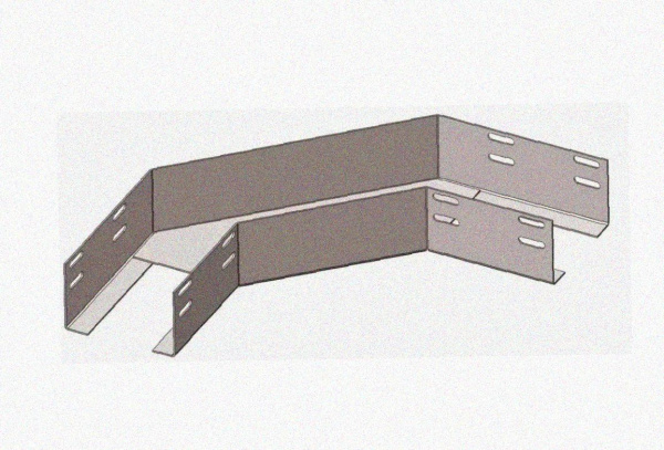 Лоток угловой замковый перфорированный КГЗ 400х100-90 (Rп300) УХЛ1 поворот на 90, радиус поворота трассы 300 мм, горячее цинкование, S1,5