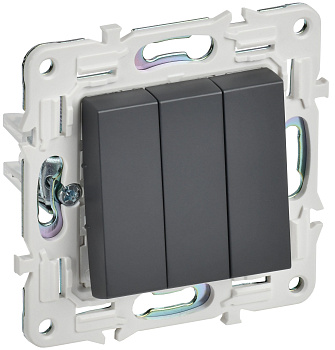 SKANDY Выключатель 3-клавишный 10А SK-V11T титан IEK