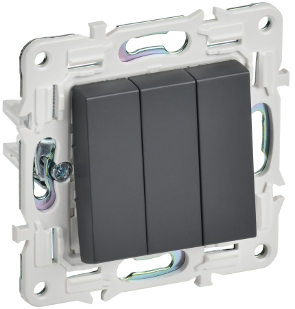 SKANDY Выключатель 3-клавишный 10А SK-V11T титан IEK