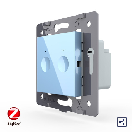 Двухклавишный проходной сенсорный выключатель ZigBee Module, цвет синий (механизм) Livolo