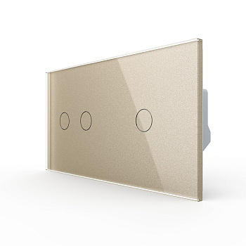 Сенсорный выключатель 3 клавиши (2-1), 2 поста, цвет шампань Livolo