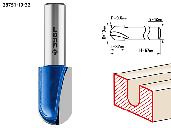 19x32мм, радиус 9.5мм, фреза пазовая галтельная ЗУБР