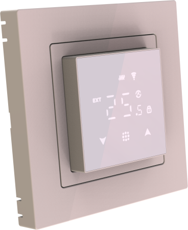 Donel Термостат с датчиком пола, программируемый, 16 A, 45*45 мм., стекло кашемир, серия DTEF