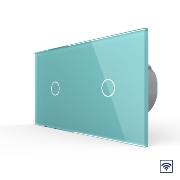 Сенсорный радиоуправляемый выключатель 2 клавиши (1-1), 2 поста Зеленый Livolo