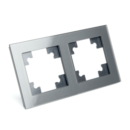 Рамка 2-местная, стекло, STEKKER, GFR00-7002-06, серия Катрин, графит