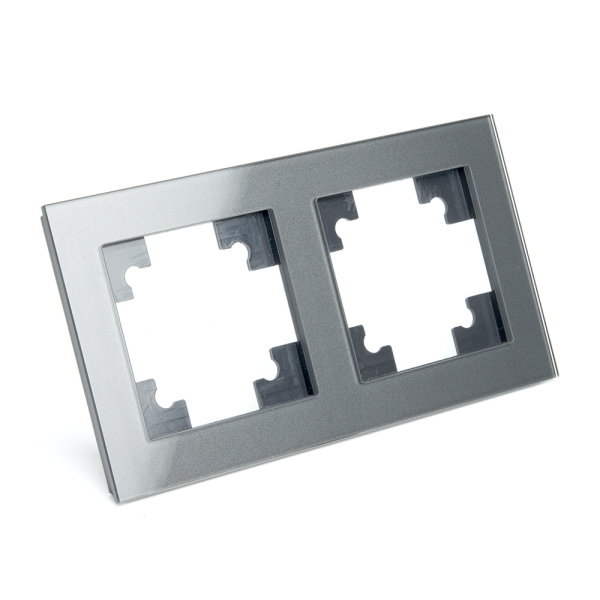 Рамка 2-местная, стекло, STEKKER, GFR00-7002-06, серия Катрин, графит