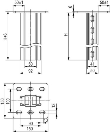 Подвес вертикальный двойной усиленный L500, горячеоцинкованный DKC