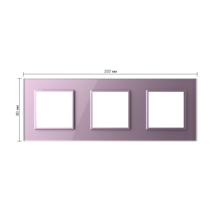 Рамка для розетки 3 поста, цвет розовый, стекло Livolo