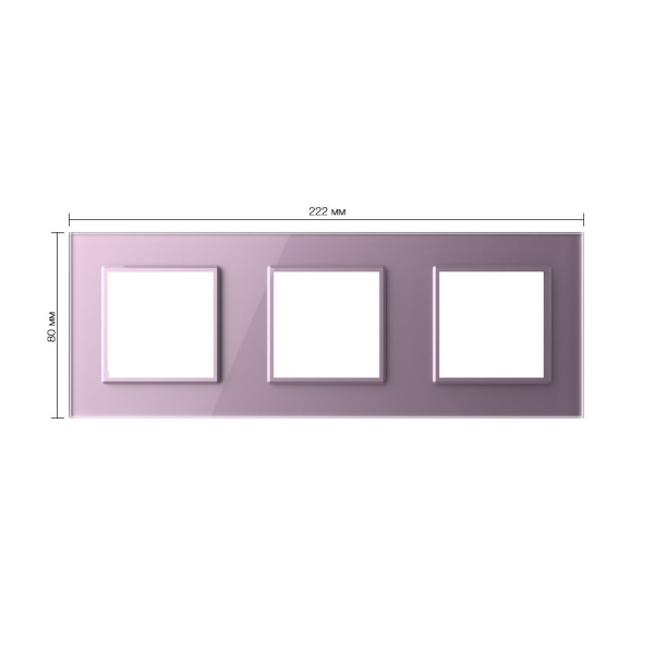 Рамка для розетки 3 поста, цвет розовый, стекло Livolo