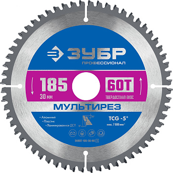 Мультирез 185 x 30мм 60Т, диск пильный по алюминию (B) ЗУБР
