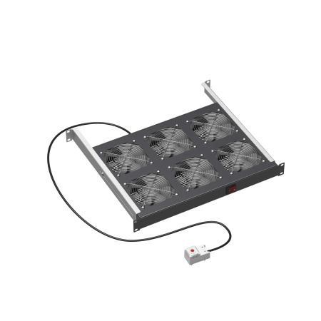 19" Вентиляторный модуль 6 вентиляторов с термостатом для 19" IT-корпусов ДКС серии STI/CQE, RAL9005 DKC