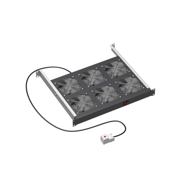 19" Вентиляторный модуль 6 вентиляторов с термостатом для 19" IT-корпусов ДКС серии STI/CQE, RAL9005 DKC