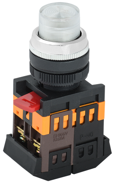 Кнопка ABLFP-22 прозрачный d=22мм неон/240В 1з+1р IEK