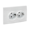 Валенсия Розетка 2-местная с/з 16А белая с защ, штор, EKF