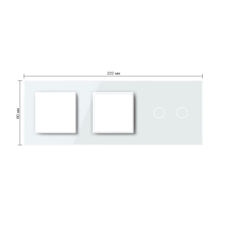 Панель для двух розеток и сенсорного выключателя, 2 клавиши, цвет белый, стекло Livolo