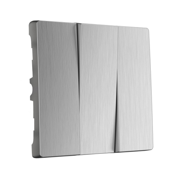 Набор клавиш для выключателя трехклавишного (cеребряный рифленый) СУ IP20 Werkel