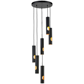 Светильник подвесной Черный/Черный, Золотой GU10 6*50Вт WE224.06.026 WERTMARK