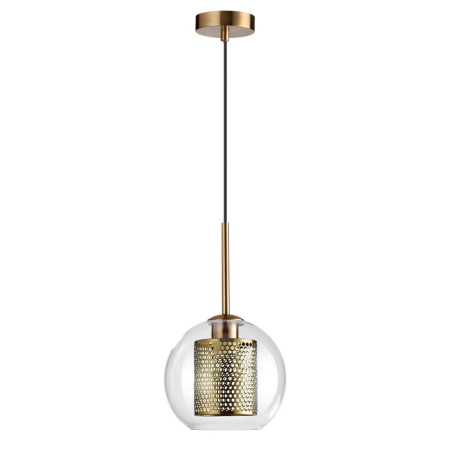 Подвес E27 1*40W CLOCKY античн.бронза/металл/прозрачный/стекло ODEON LIGHT